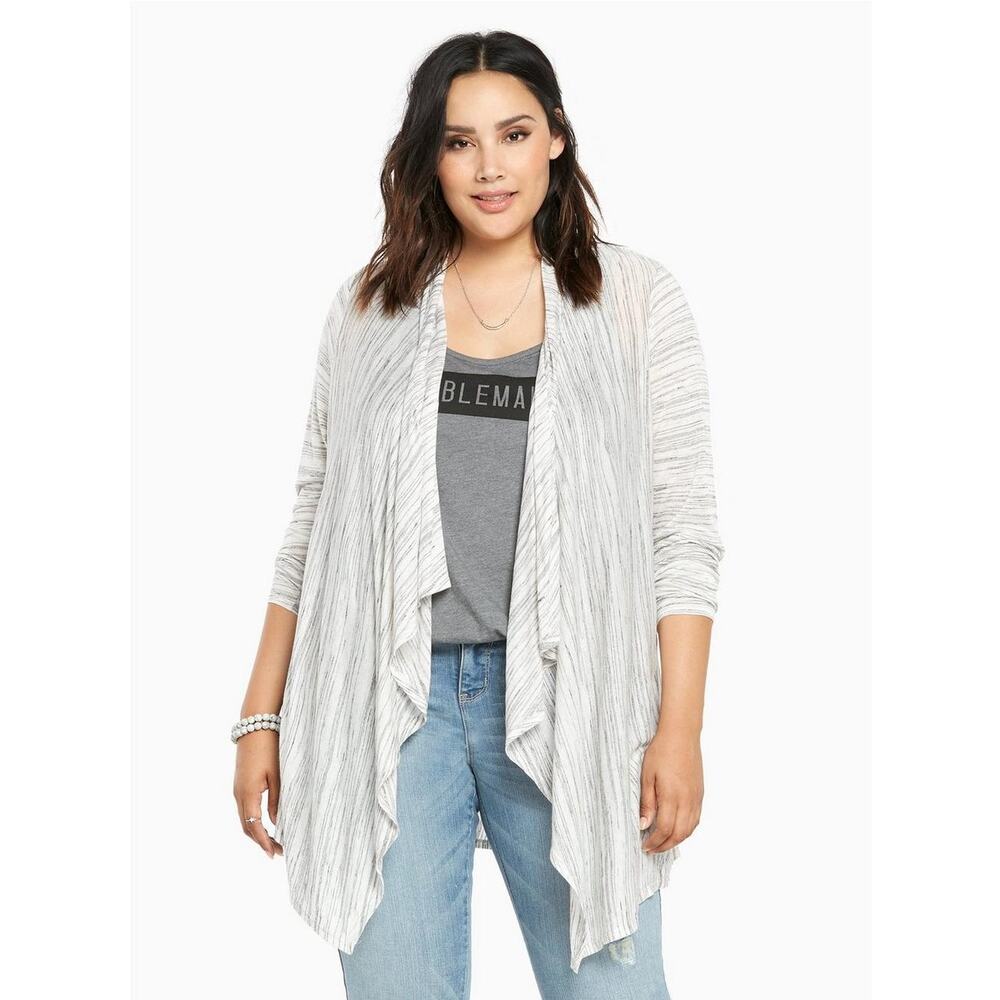 Torrid Space Dye Sleeve‎ Drape Open Front Long Cardigan Sweater Size 1